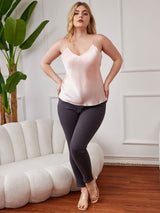 [Pink] SilkSilky-CA Spaghetti Strap V Neck Plus Size Camisole Top 004