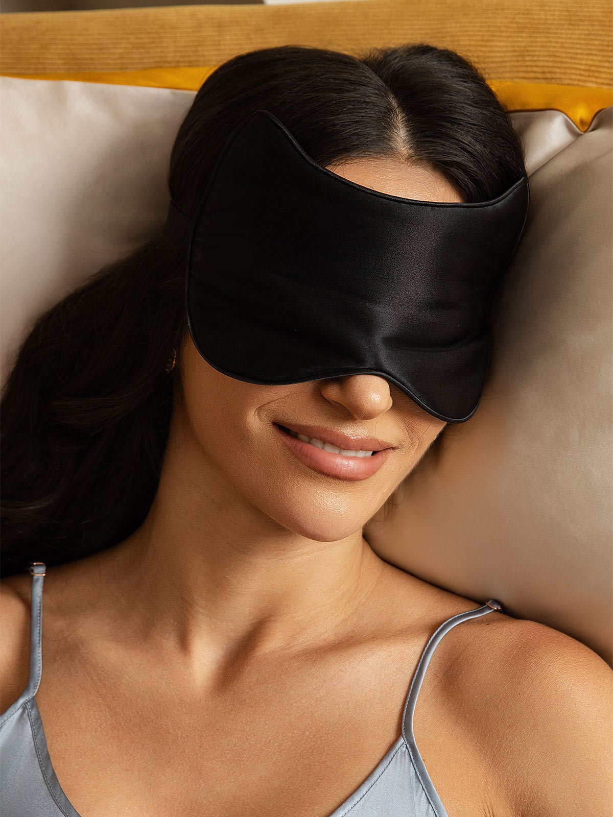 [Black] SilkSilky-CA Pure Silk Eye Mask 001