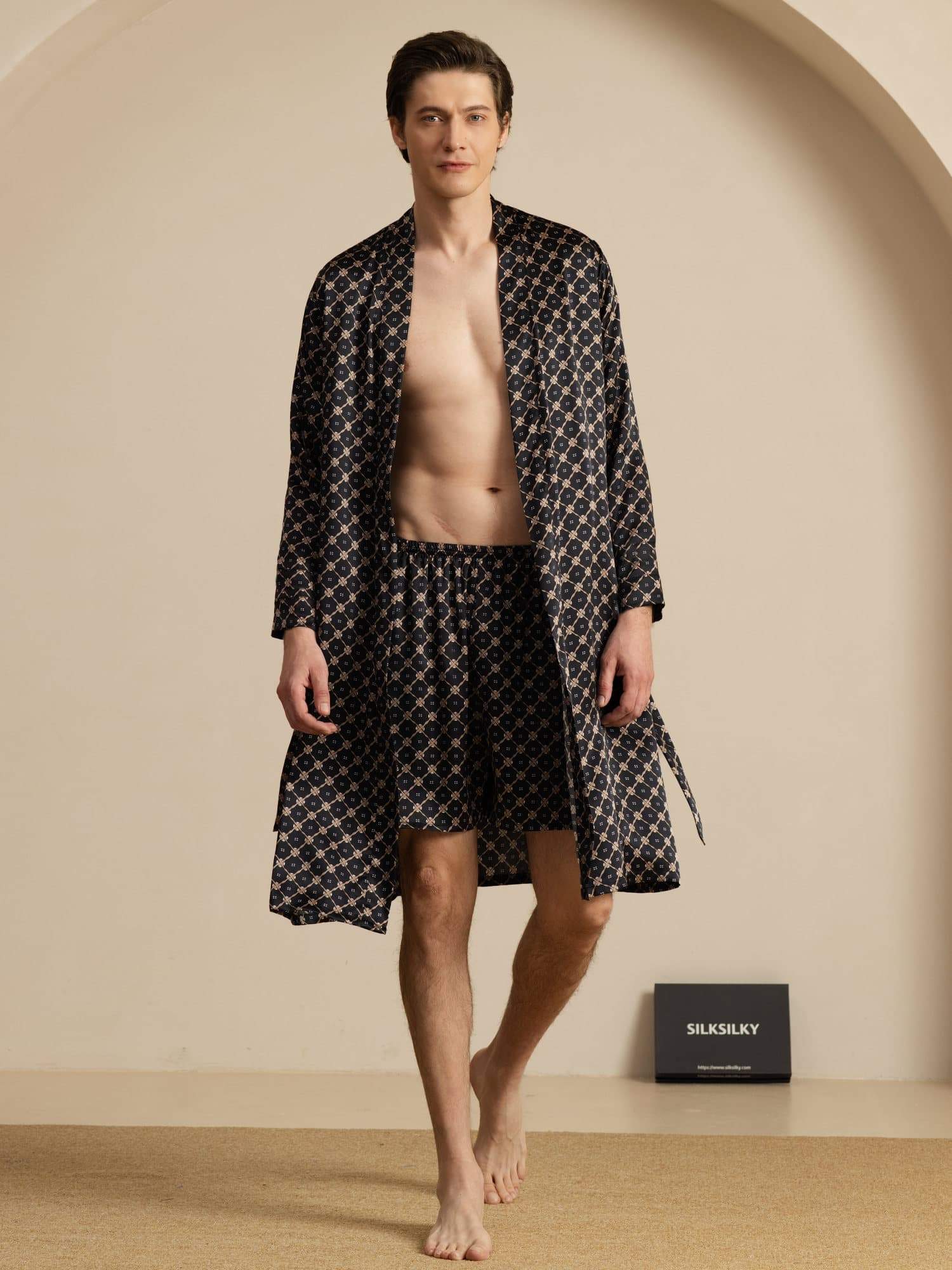 [Black Chain] SilkSilky-CA Long Sleeve Men's Pajamas 001