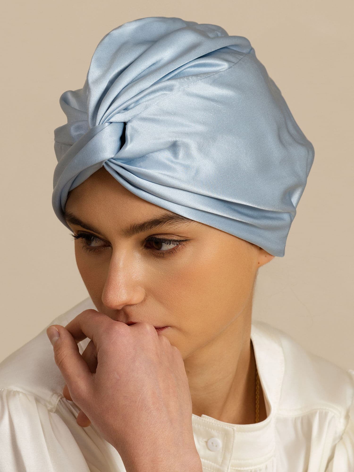 [Steel Blue] SilkSilky-CA 22Momme Sleep Cap 006