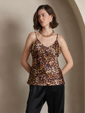 SilkSilky CA Pure Silk Sleeveless V Neck Camisole Leopard 001