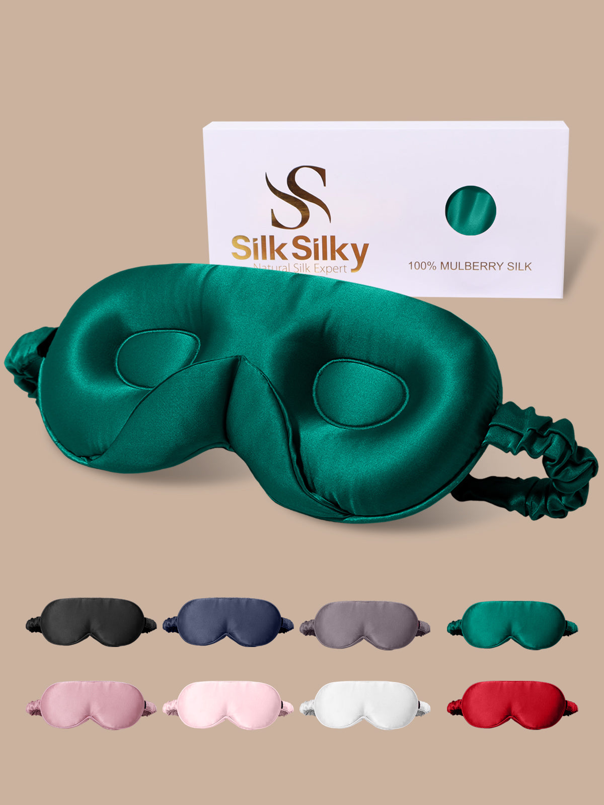 [Dark Green] SilkSilky-CA Pure Silk Eye Mask 001