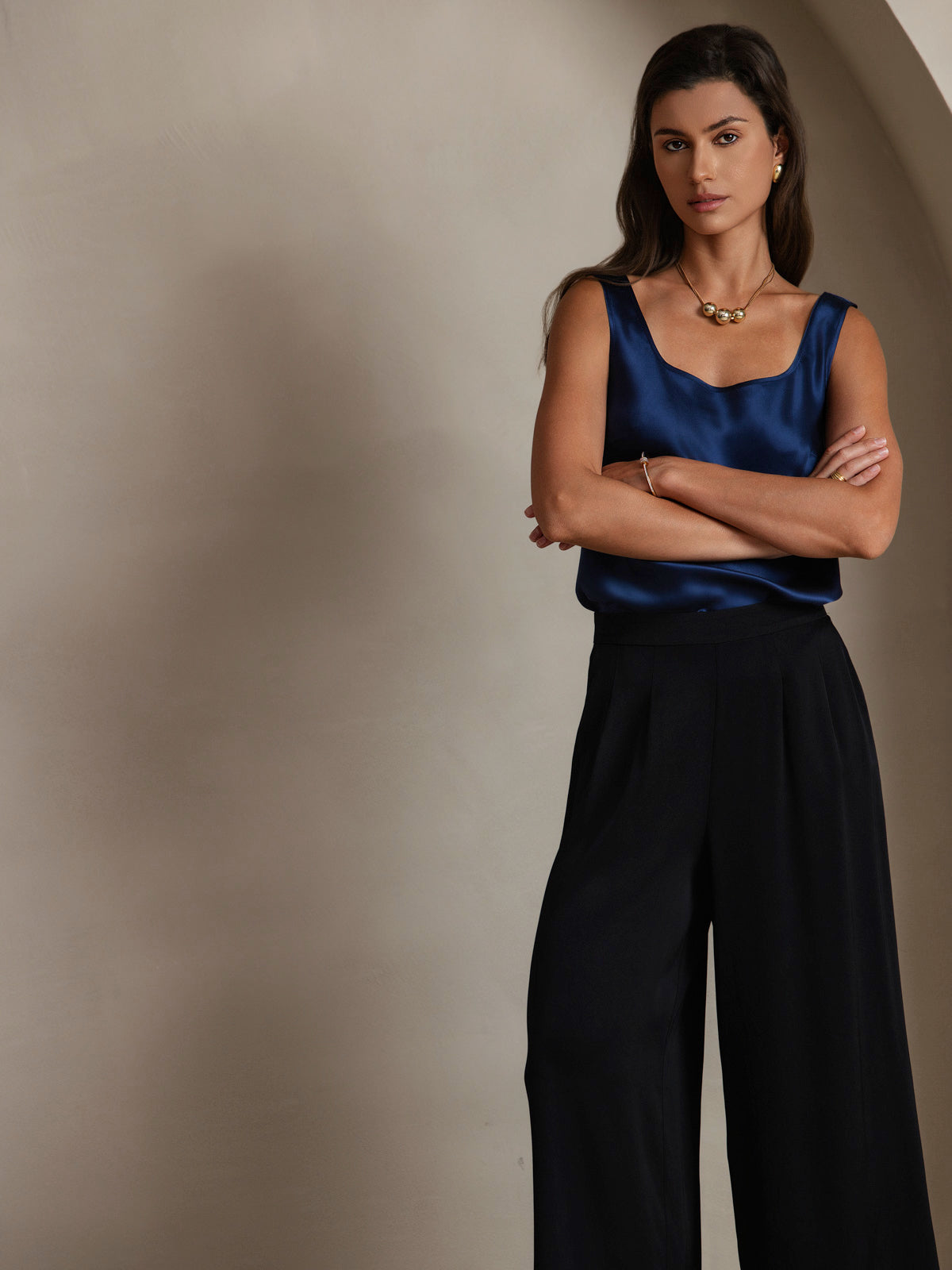 [Dark Blue] SilkSilky-CA 19Momme Silk U Neck Camisole 005
