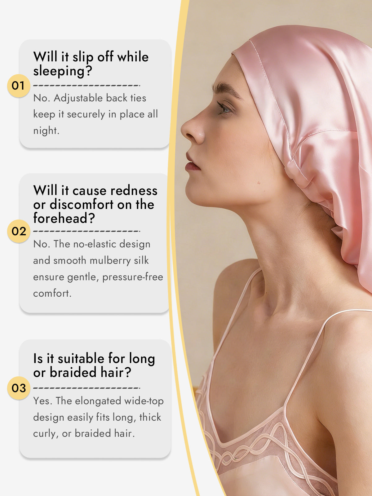 [Light Pink] SilkSilky-CA Pure Silk Sleep Cap 008