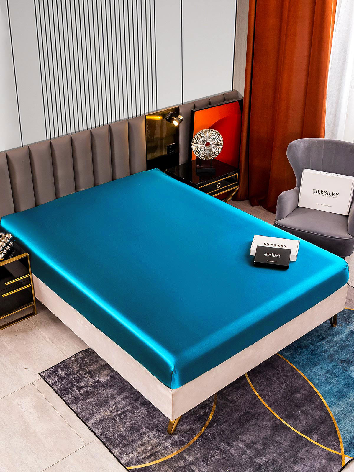 [Teal] SilkSilky-CA 22Momme Pure Silk Sheet 002