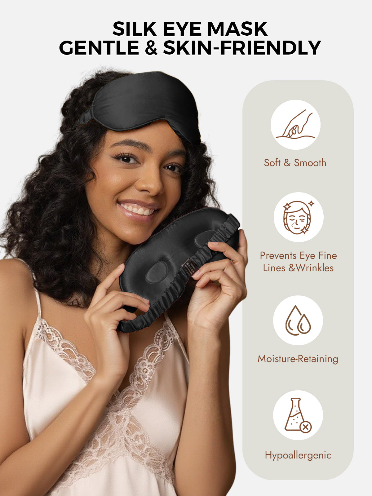 [Black] SilkSilky-CA Pure Silk Eye Mask 003