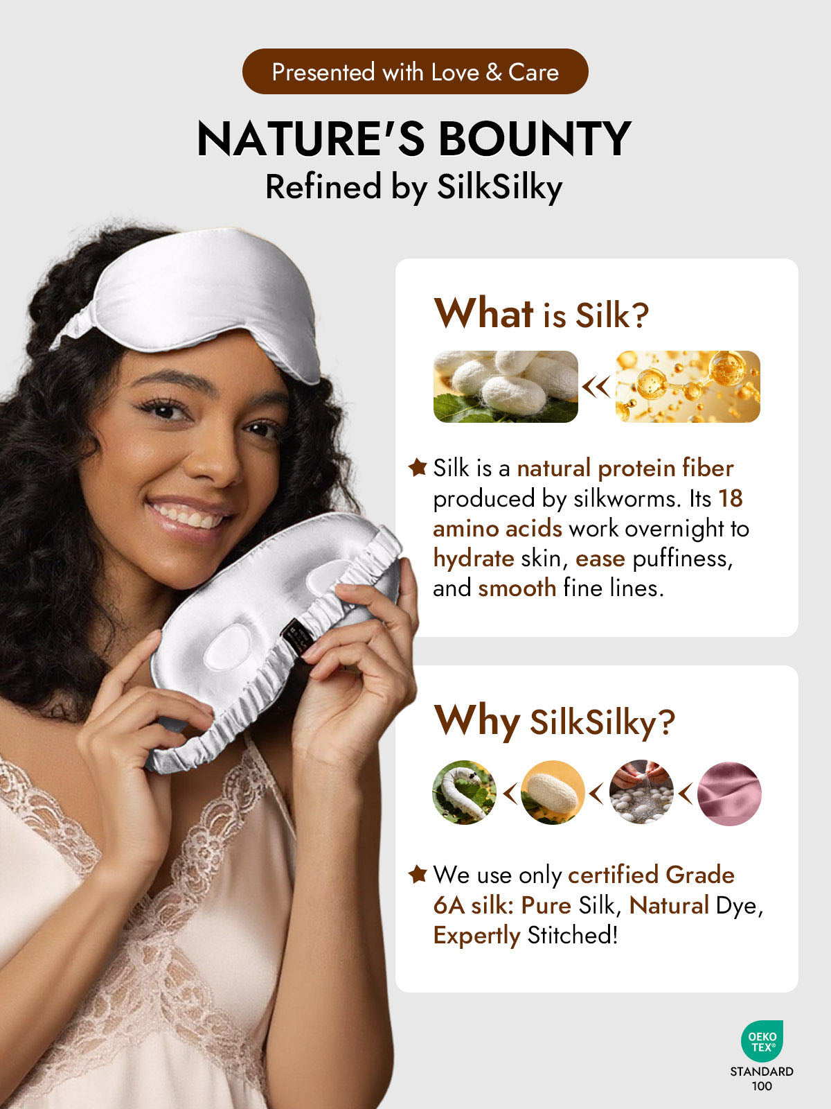 [Light Gray] SilkSilky-CA Pure Silk Eye Mask 006