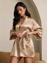 [Champagne Gold] SilkSilky-CA 3/4 Sleeve Women's Robe 004
