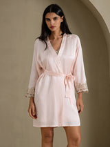[Pink] SilkSilky-CA 3/4 Sleeve Women's Robe 007