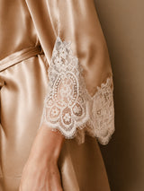 [Champagne] SilkSilky-CA 3/4 Sleeve V Neck Nightgown&Robe Set 010