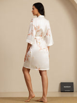 [White] SilkSilky-CA 3/4 Sleeve Women's Robe 002