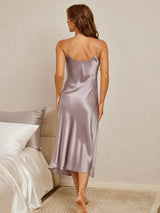 [Shadow Gray] SilkSilky-CA Spaghetti Strap V Neck Dress 002