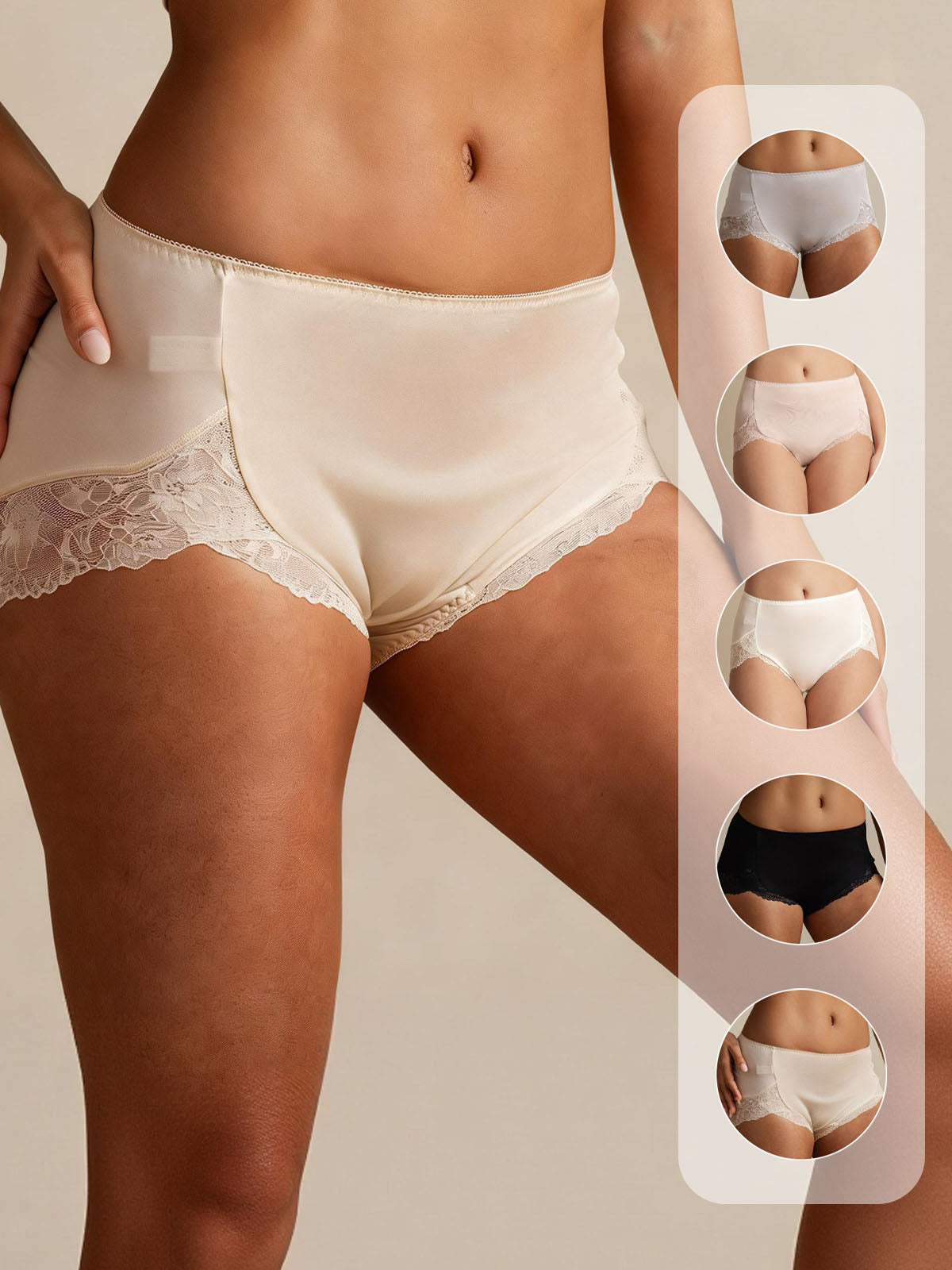 [Beige] SilkSilky-CA 100% Silk Jersey Panty 001