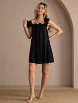 [Black] SilkSilky-CA Sleeveless Square Neck Nightgown 003