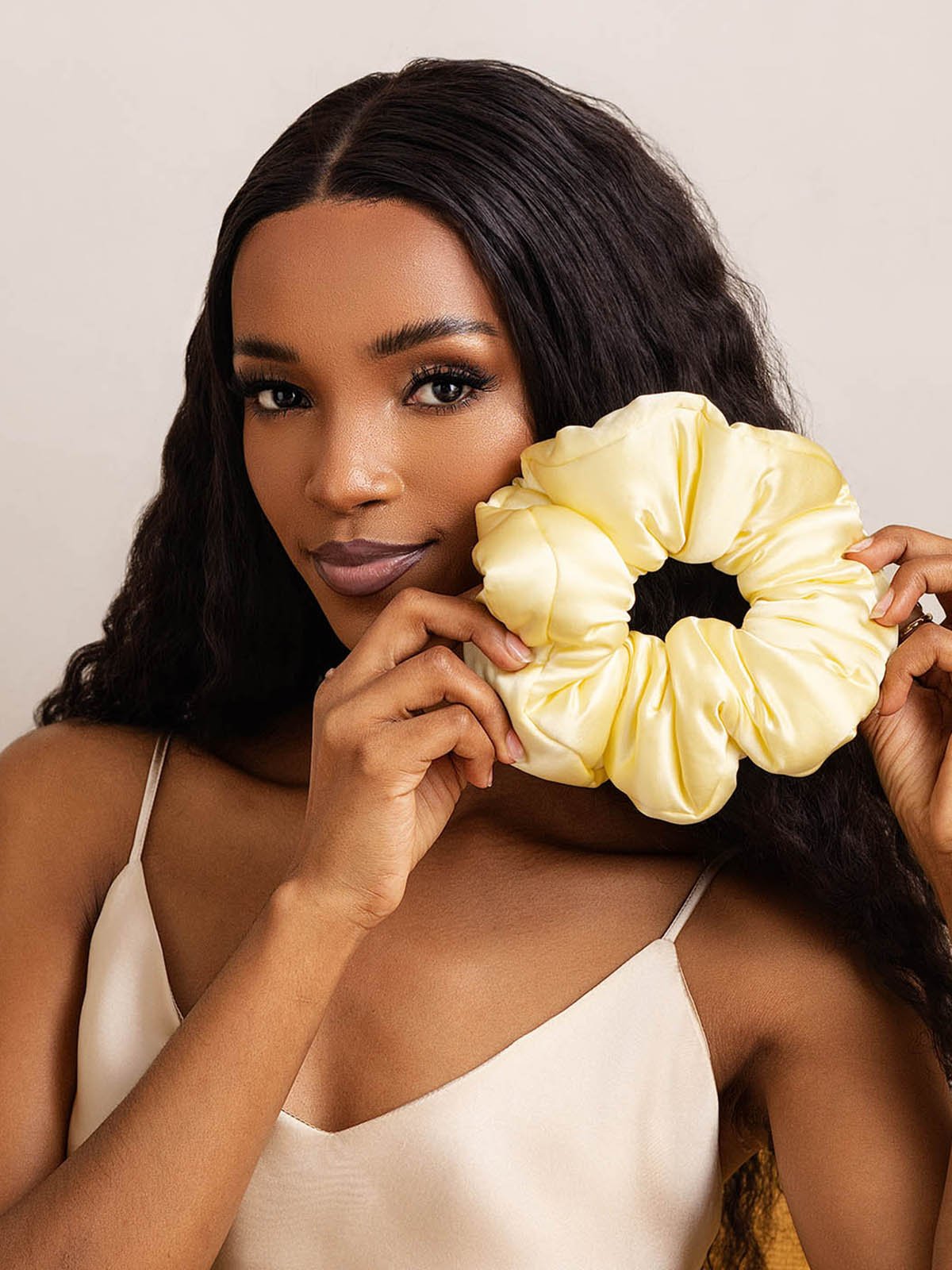 [Yellow] SilkSilky-CA Silk Scrunchie 001