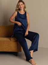 [Dark Blue] SilkSilky-CA Sleeveless Women's Pajamas 008