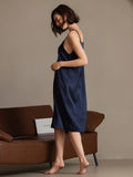 SilkSilky-CA 19Momme Silk Sleeveless Dress DarkBlue 002