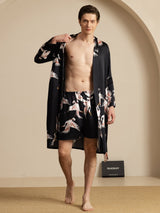 [Black] SilkSilky-CA 19Momme Long Sleeve Mens Pajamas 003