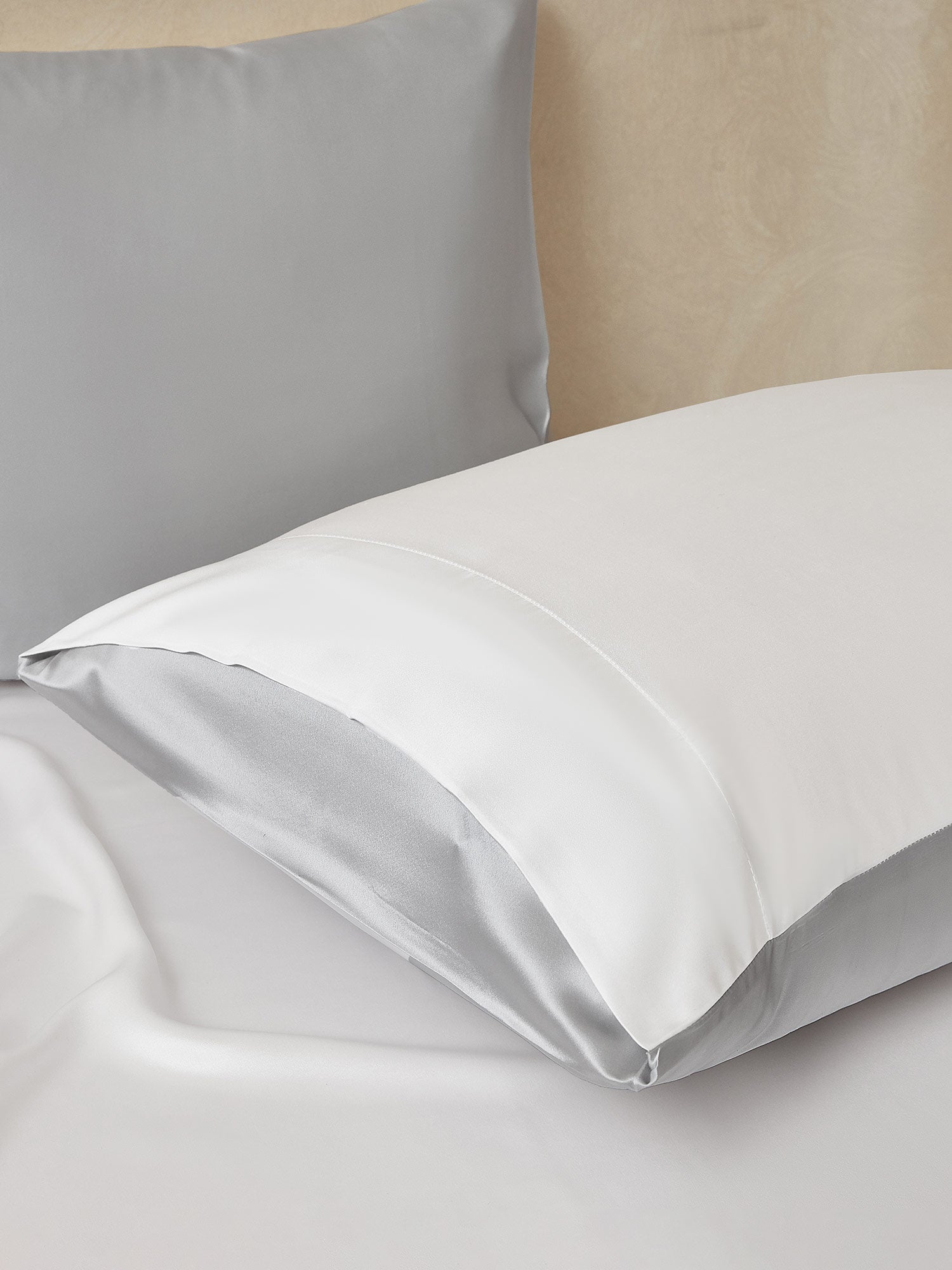 [LightGray+White] SilkSilky-CA 19Momme Pure Silk Bedding Set 003,