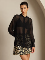 [Black] SilkSilky-CA Pure Silk Split Women's Shirt 007