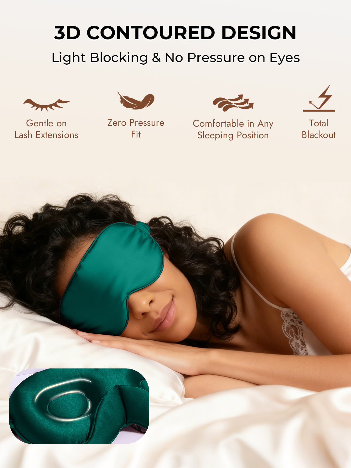 [Dark Green] SilkSilky-CA Pure Silk Eye Mask 006
