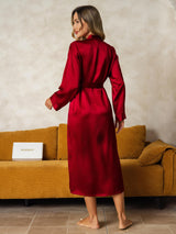 [Wine] SilkSilky-CA Long Sleeve Women's Robe 002