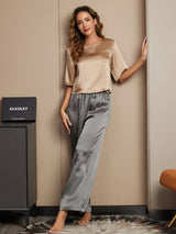 [Multi] SilkSilky-CA Half Sleeve Round Neck Women's Pajamas 003
