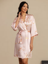 [Pink] SilkSilky-CA 3/4 Sleeve Women's Robe 006