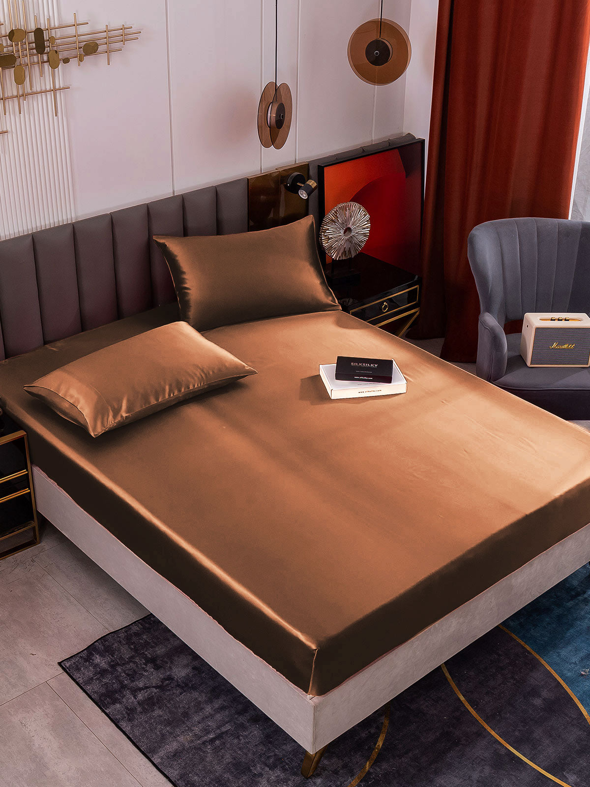 [Coffee] SilkSilky-CA 19Momme Bedding Set 001