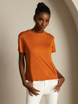 [Orange] SilkSilky-CA Short Sleeve Women's T-Shirt 004