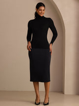 [Black] SilkSilky-CA Long Sleeve Turtle Neck Women's T-Shirt 007