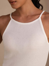 [White] SilkSilky-CA Sleeveless Crew Neck Camisole 005