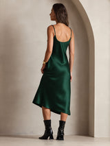 [Dark Green] SilkSilky-CA Spaghetti Strap V Neck Nightgown 002