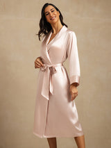 [Pink] SilkSilky-CA Pure Silk Collar Women's Robe 009,