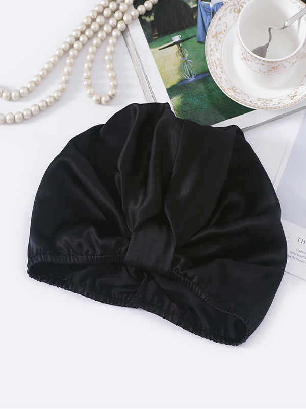 SilkSilky-CA Pure Silk Sleep Cap Black 002