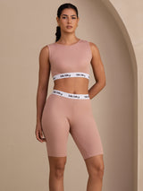 [Pink] SilkSilky-CA Sleeveless Crew Neck Women's Outfit Sets 004