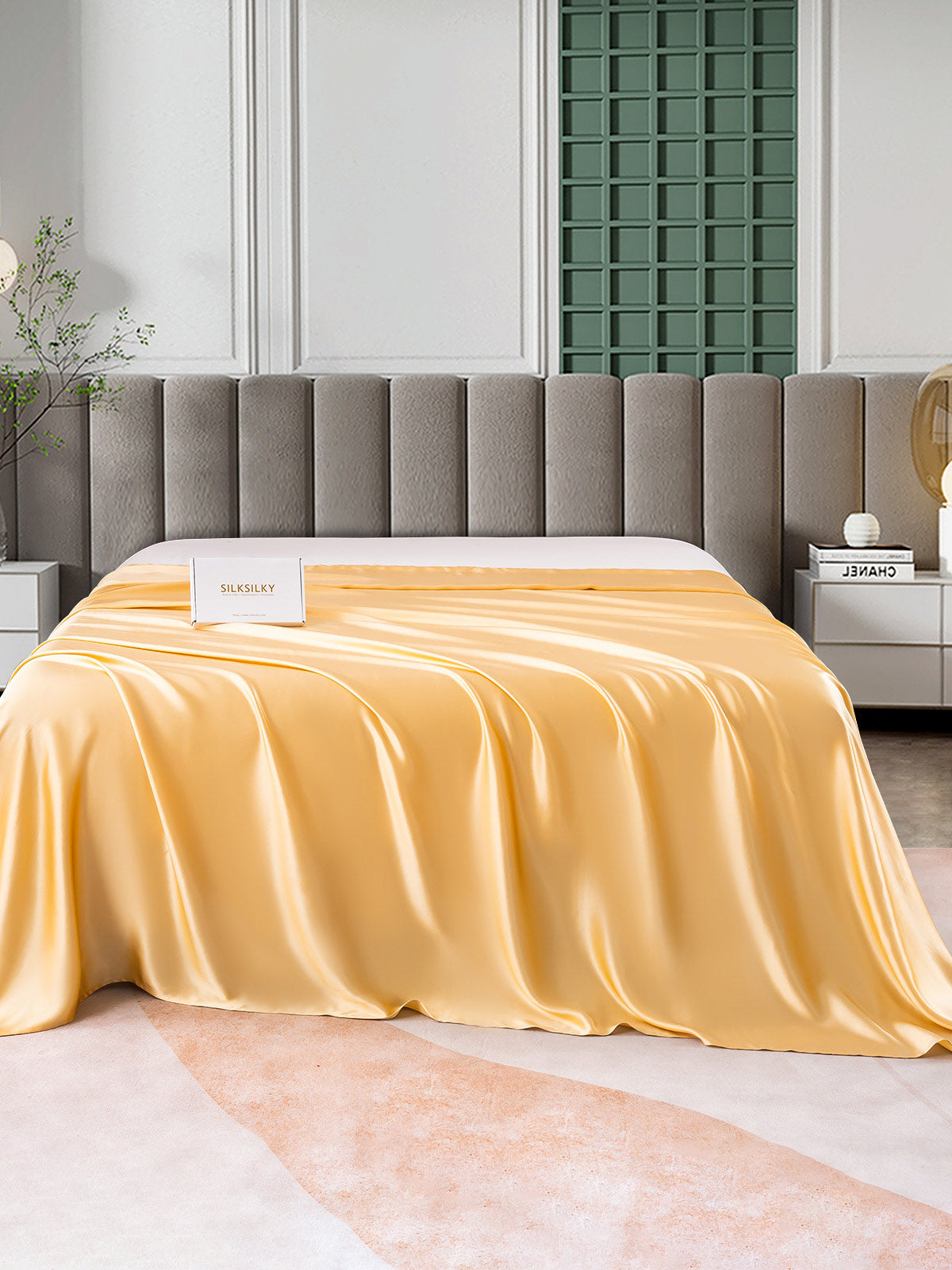 SilkSilky CA 25Momme Pure Silk Sheet Champagne 001