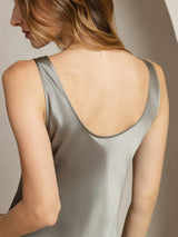 [Grayish Green] SilkSilky-CA Sleeveless Scoop Neck Dress 005