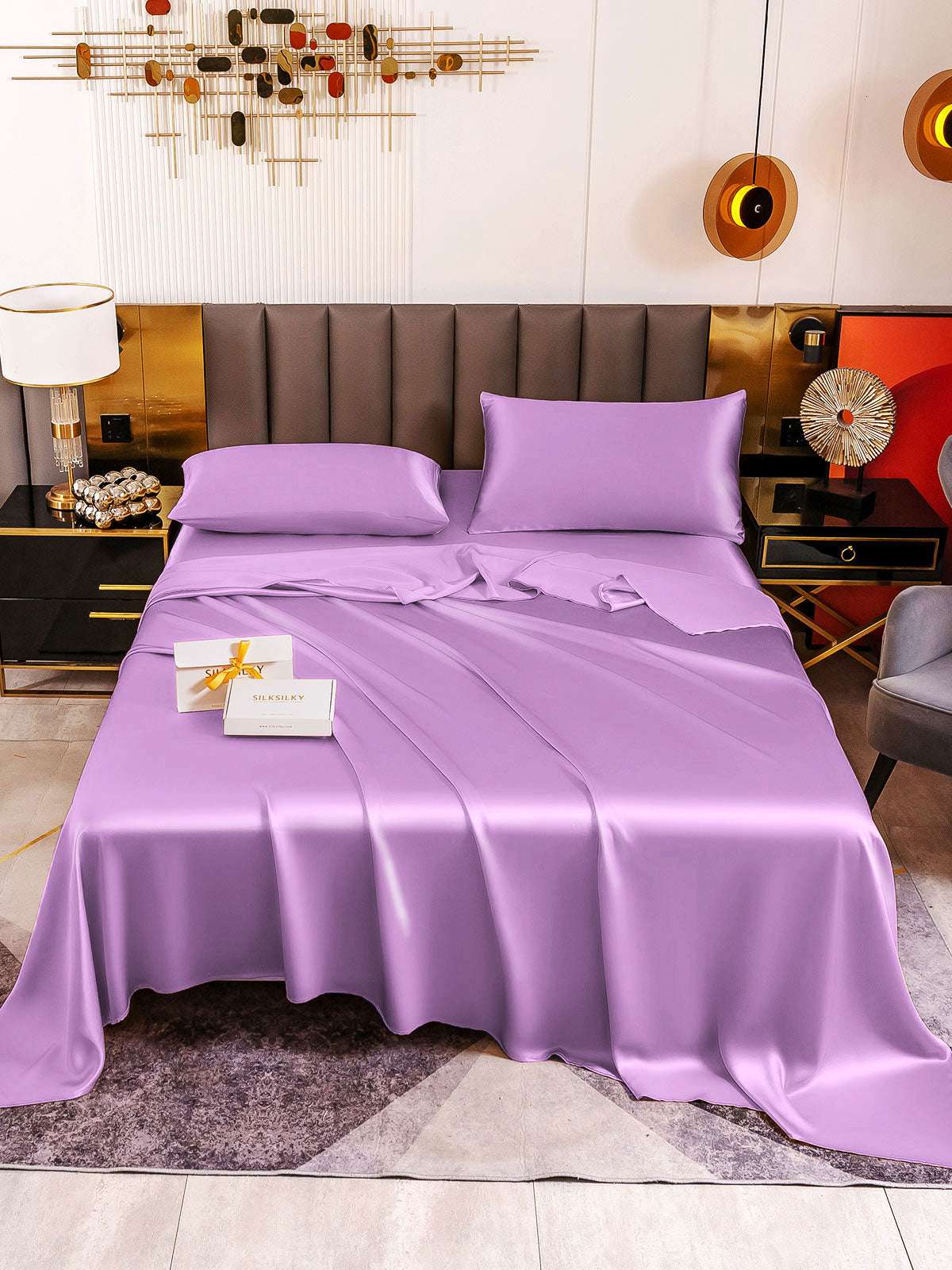 [Lavender] SilkSilky-CA 19Momme Pure Silk Bedding Set 002