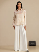 [Champagne] SilkSilky-CA Long Sleeve Lapel Collar Women's Shirt 007