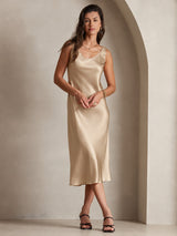 [Champagne Gold] SilkSilky-CA Sleeveless Dress 006