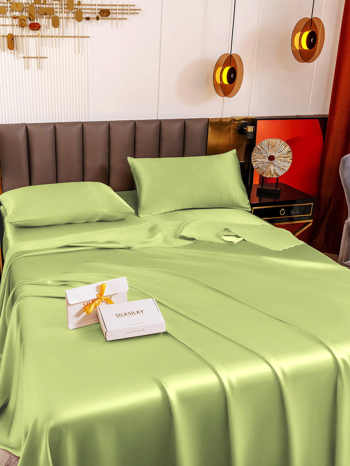 [Mint Green] SilkSilky-CA 19Momme Pure Silk Bedding Set 005