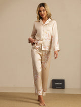 [Champagne] SilkSilky-CA Long Sleeve Lapel Collar Women's Pajamas 006