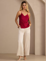 [Wine] SilkSilky-CA Spaghetti Strap V Neck Camisole 006