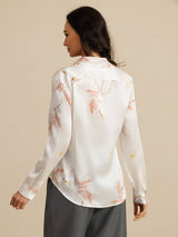 [White] SilkSilky-CA Long Sleeve Lapel Collar Women's Shirt 002