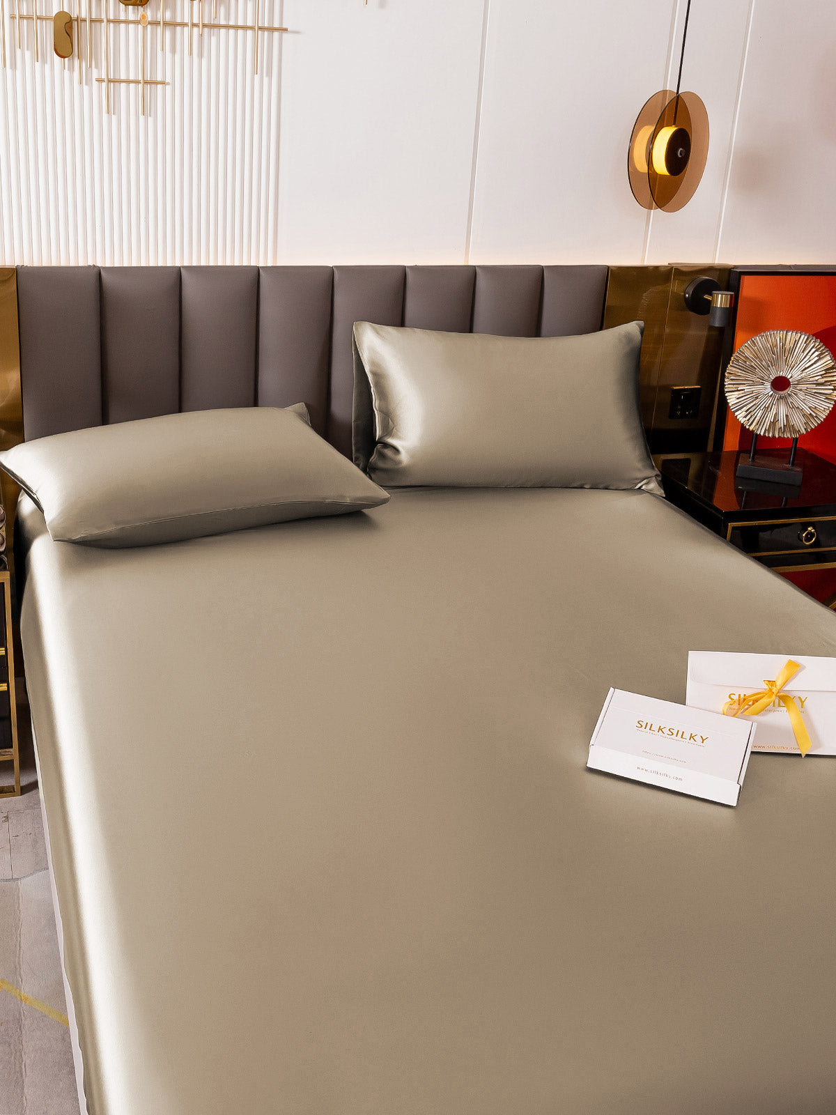 [Khaki] SilkSilky-CA 19Momme Bedding Set 005