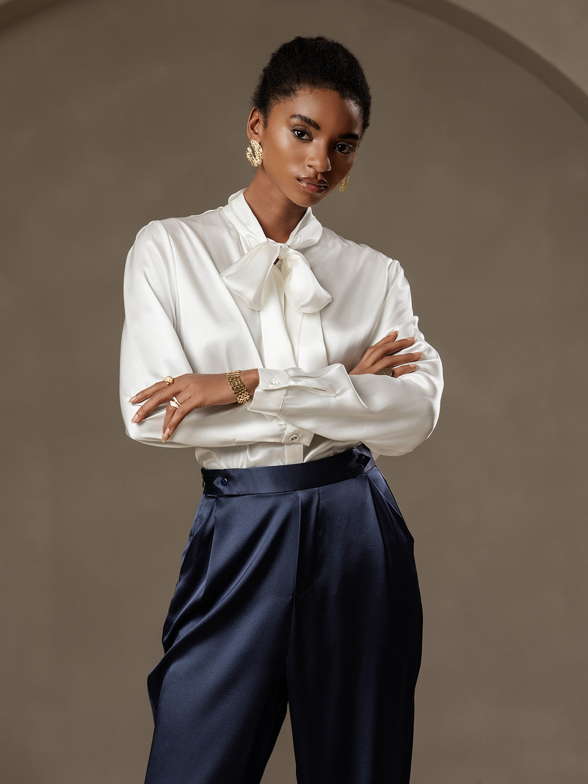 [Dark Blue] SilkSilky-CA 19Momme Silk Womens Pants 003