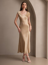 [Champagne] SilkSilky-CA Cap Sleeve Dress 004