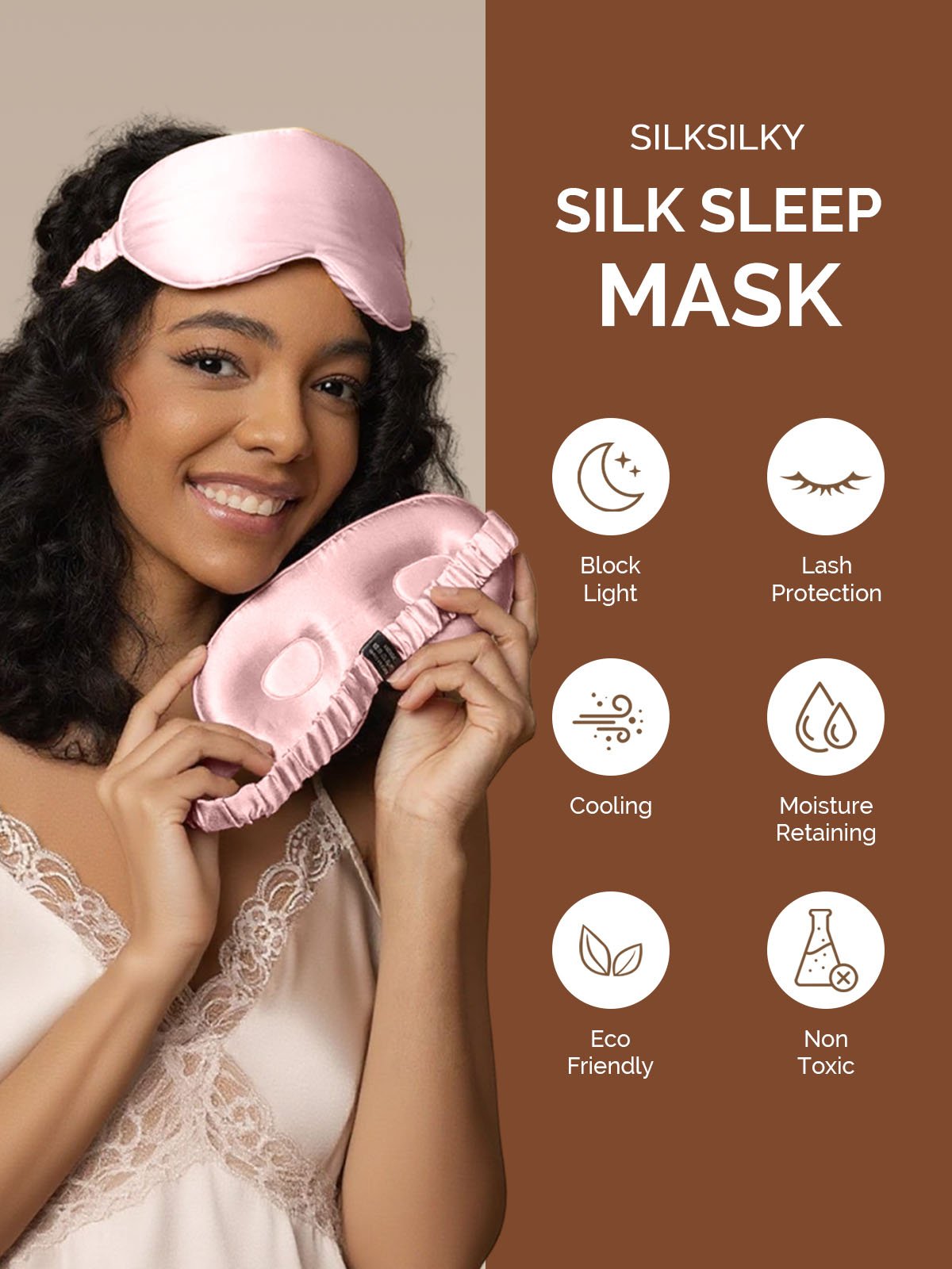 [Pink] SilkSilky-CA 22Momme Pure Silk Eye Mask 003