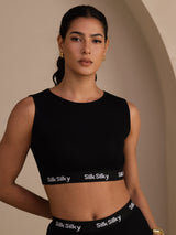 [Black] SilkSilky-CA Sleeveless Crew Neck Camisole 001